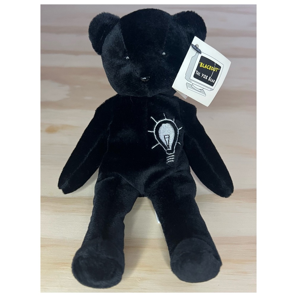 Senna Collectibles Blackout Y2K Bear Plush | Black Stuffed Animal Toy Vintage